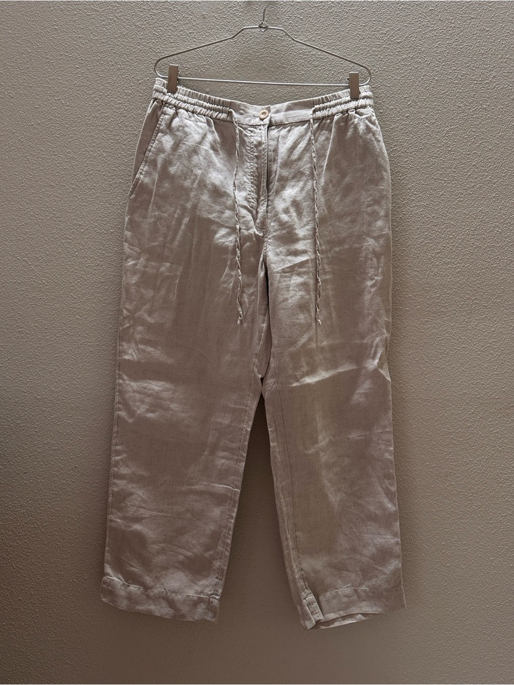 COS Relaxed Straight-Leg Linen Pants — Cream